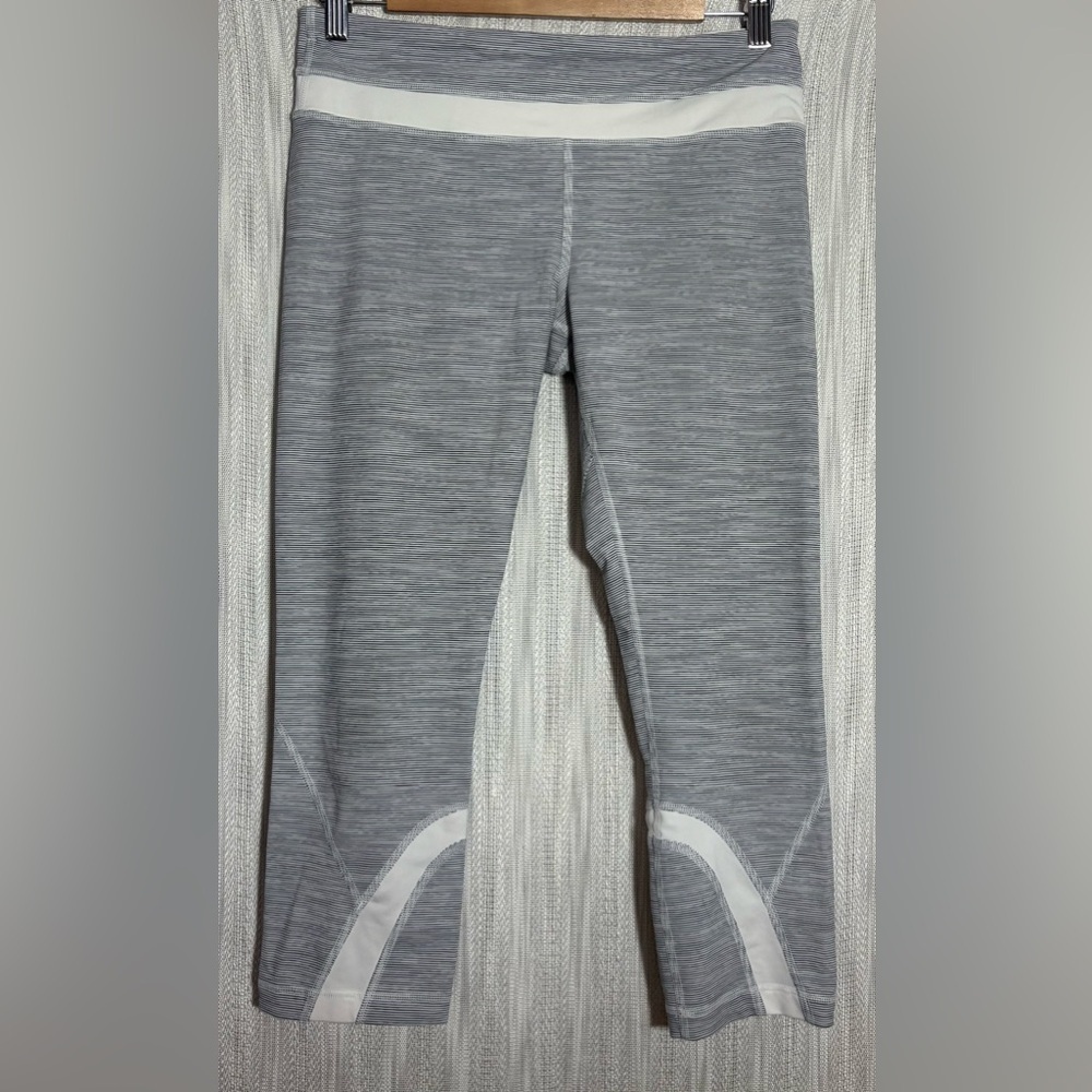 lululemon athletica Gray Cropped Leggings with White Panels